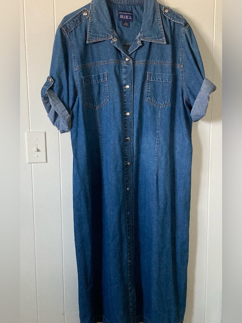 Blue J SZ 2X Blue Denim Western style Shirt Dress 100% Cotton Rare VINTAGE